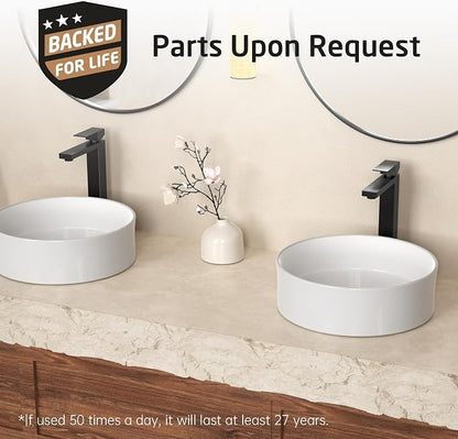 KES Vessel Sink Faucet, Black Bathroom Faucets, Tall Bathroom Faucets with Sink Drain with Overflow, L3156BLFF12-BK-C1