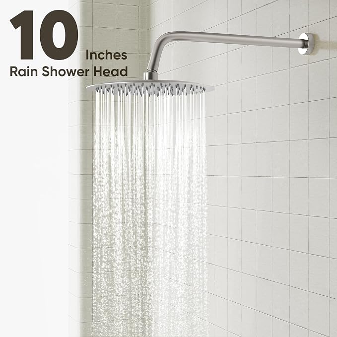 Gabrylly Shower System, Shower Faucet Set with Pressure Balance Shower Valve, 10" Rain Shower Heads with Handheld Spray, Wall Mounted Shower Fixtures, High Pressure Shower Head Set, Brushed Nickel