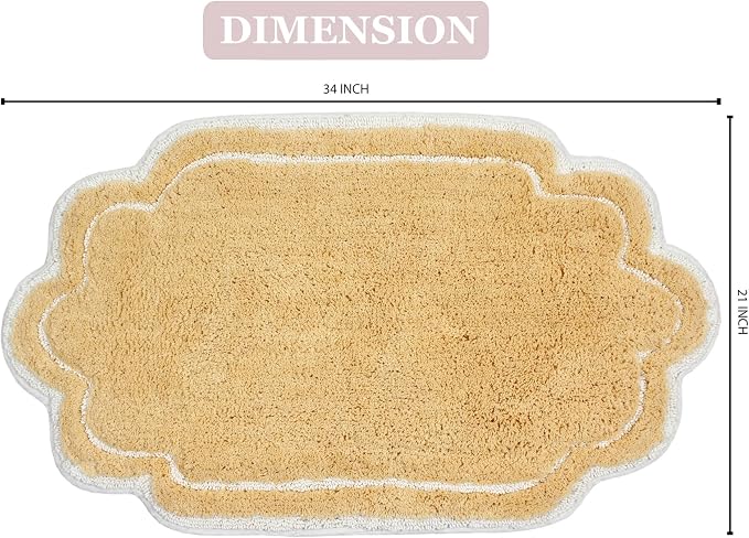 Home Weavers Allure Collection 100% Cotton Tufted Bathroom Rug, Soft and Absorbent Bath Rugs, Non-Slip Bath Carpet, Machine Wash Dry Bath Mats for Bathroom Floor, 21"x34" Bath Rug, Yellow