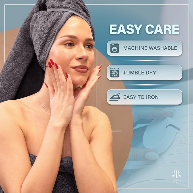 Luxe 2-Piece Bath Towel Set – Large Soft Cotton Towels, Absorbent, Durable & Skin-Friendly, Machine Washable, 27 x 54 in (Dark Grey)