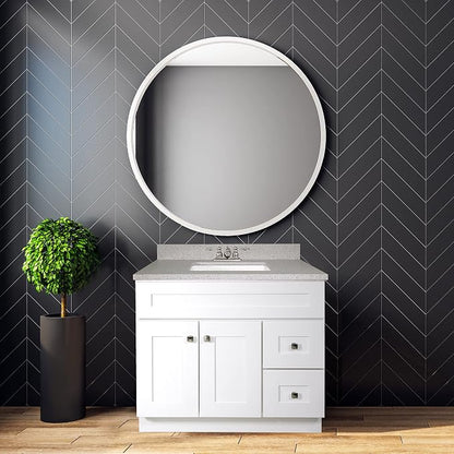 Design House Brookings Bathroom Vanity, 36", White | Adjustable Hinges, Freestanding, Contemporary/Modern, Wood, Bath, 586958
