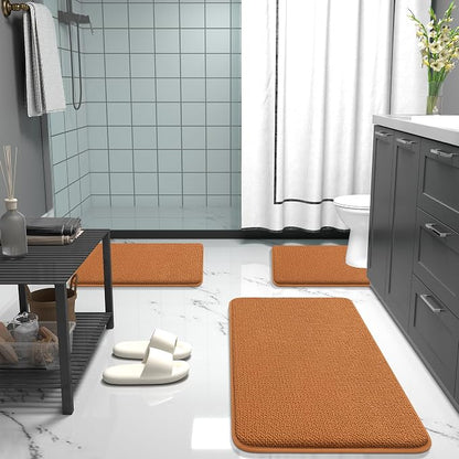 OLANLY Thick Memory Foam Small Bathroom Rug 24x16, Absorbent Bath Mat, Clay | Soft Quick Dry Bath Rugs, Non-Slip Carpet, Machine Washable Mat for Bathroom Floor, Tub and Shower, Home Decor Accessories
