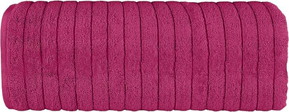 Elegant Comfort 100% Turkish Cotton Corduroy Ribbed Luxury Jumbo Bath Towel Ultra Soft - 35 x 70 Inch - Luxury Spa Premium Hotel Quality Highly Absorbent and Quick Dry Large Bath Towel, Hot Pink