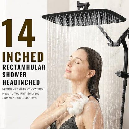 G-Promise 14 Inch Metal Rain Shower Head with Handheld (Oil Rubbed Bronze) | Suits Every Height, Pause Mode Diverter, Massage Mode Handheld, Full Body Coverage, Easy to Install, Modern Bath Upgrade