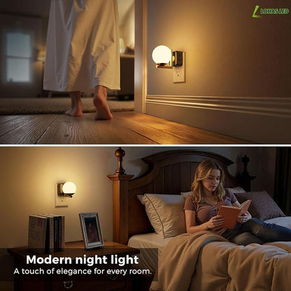 L LOHAS LED Night Lights Plug Into Wall, Dusk to Dawn Sensor | Soft White 3000K Nightlight, 0-100LM Adjustable Brightness, Plug in Night Light for Bathroom, Hallway, Bedroom, Stairway