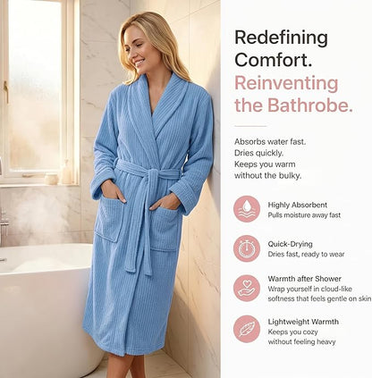 PJGGZ Women's Shawl Collar Bathrobe, Soft Long Towel Robes for Women - Super Absorbent Quick Dry yet Warm
