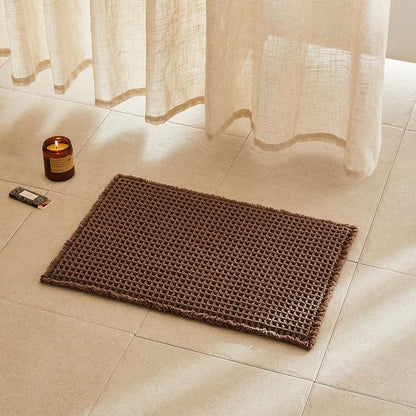 TYUU Waffle Bath Mat, Small Boho Bathroom Rugs Non Slip 24x16 Mocha | Super Absorbent Quick Dry Bath Rug, Non-Slip Backing, Soft Waffle Washable Farmhouse Bathroom Mats, Tub, Shower & Home Decor