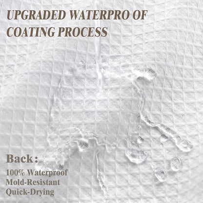 Waterproof Waffle Weave Shower Curtain - White Cotton Fabric Texture Heavyweight Shower Curtain for Bathroom,Washable,72Wx72L