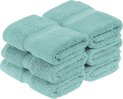 SUPERIOR Egyptian Cotton Plush & Absorbent, Face Towel Set of 6, Turquoise | Quick Dry, Soft Luxury Towel Set, Bath Essentials for Bathroom, Guest Bath, Spa, 2 Piece Face, Madeline Towels