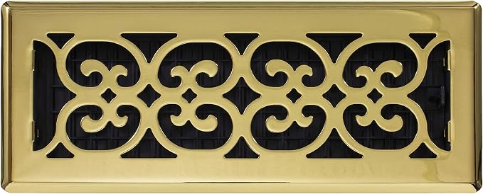 Decor Grates SPH412 Floor Register, 4x12, Polished Brass Finish