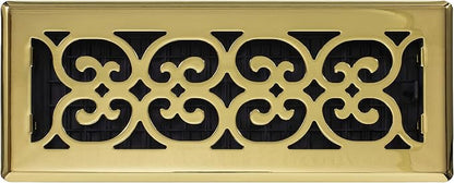 Decor Grates SPH412 Floor Register, 4x12, Polished Brass Finish