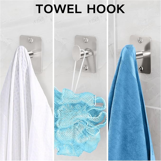 KLJKPA Brushed Nickel Bathroom Accessories Set, 4 PCS Bathroom Hardware Set | 16 inch Towel Bar, Towel Racks for Bathroom, Robe Towel Hooks, Toilet Paper Holder Wall Mounted