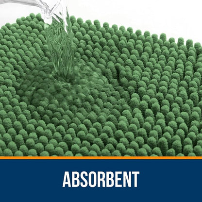 OLANLY Large Bathroom Rugs 50x30, Extra Soft Absorbent Chenille Bath Rugs | Olive Green, Quick-Drying Rubber Backing, Washable Bath Mat for Bathroom Floor, Tub and Shower, Home Decor Accessories