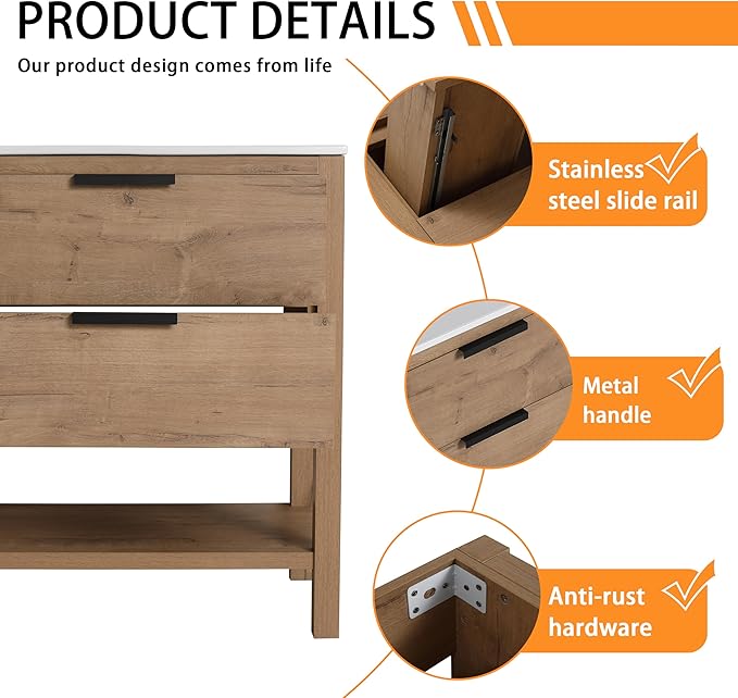 30 Inch Modern Bathroom Vanity with Soft Close Door and Ceramic Sink