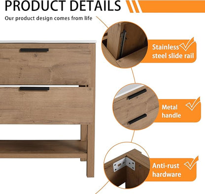 30 Inch Modern Bathroom Vanity with Soft Close Door and Ceramic Sink