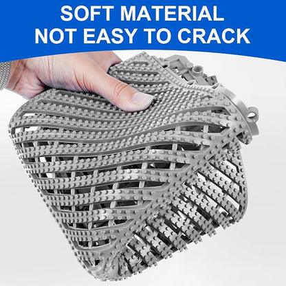 Modular Interlocking Cushion 12 Pack 11.8" x 11.8" Rubber Floor Tiles Non-Slip Splicing Drainage Mats for Deck, Pool, Shower, Patio, Balcony, Bathroom, Kitchen, Yard (2 Rows Dots, Gray)