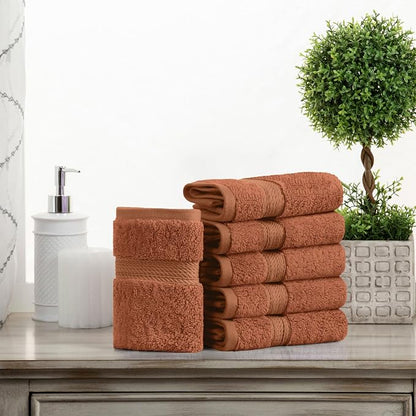 Superior Egyptian Cotton Plush & Absorbent, Face Towel Set of 6, Rust | Quick Dry, Soft Luxury Towel Set, Bath Essentials for Bathroom, Guest Bath, Spa, 2 Piece Face, Madeline Towels