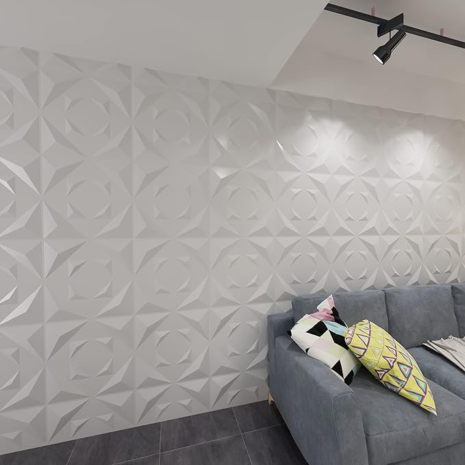 Art3d Decorative 3D Panels Textured Wall Design Board, White, 12 Tiles 32 Sq Ft