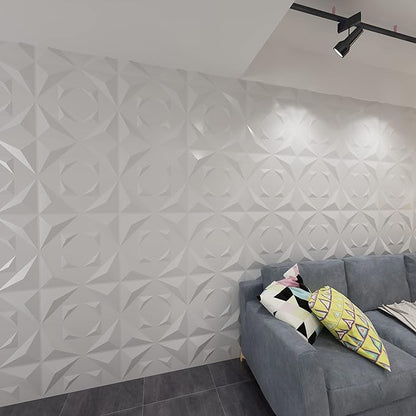 Art3d Decorative 3D Panels Textured Wall Design Board, White, 12 Tiles 32 Sq Ft
