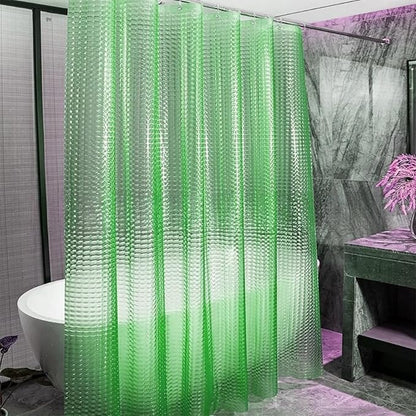 Green Shower Curtain Liner, 100% Waterproof EVA 3D Shower Curtains with 3 Duty Heavy Bottom Magnets and 12 Rust Proof Grommets, 72x72 Weighted Shower Liner for Shower Stall, Bathtubs