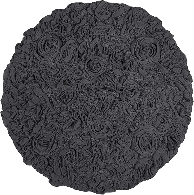 Home Weavers Bell Flower Collection 100% Cotton Tufted Bath Rugs, Extra Soft and Absorbent Bath Rugs, Non-Slip Bath Mats, Machine Washable, Bath Mats for Bathroom Floor and Tub, 22" Round, Gray