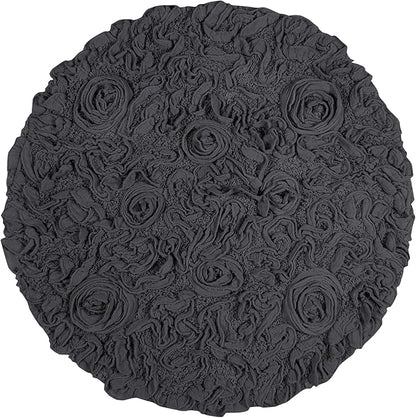 Home Weavers Bell Flower Collection 100% Cotton Tufted Bath Rugs, Extra Soft and Absorbent Bath Rugs, Non-Slip Bath Mats, Machine Washable, Bath Mats for Bathroom Floor and Tub, 22" Round, Gray