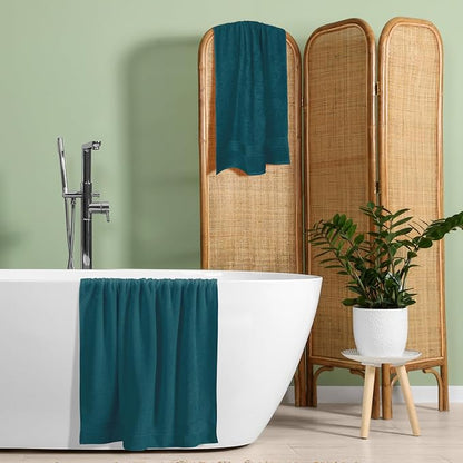 Cotton 2 Pack Oversized Bath Towel Set 28x55 inches, Large Bath Towels, Ultra Absorbant Compact Quickdry & Lightweight Towel, Ideal for Gym Travel Camp Pool - Teal