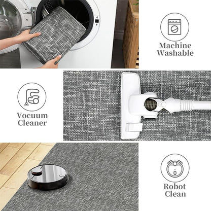 Garvee Washable Rugs 10x13 Modern Area Rugs for Living Room Non Slip Non Shedding Solid Color Textured Rug, Stain Resistant Low Pile Minimalist Carpet for Dining Room Nursery, Grey | Modern Non Slip Non Shedding Neutral Textured Stain Resistant Low Pil...