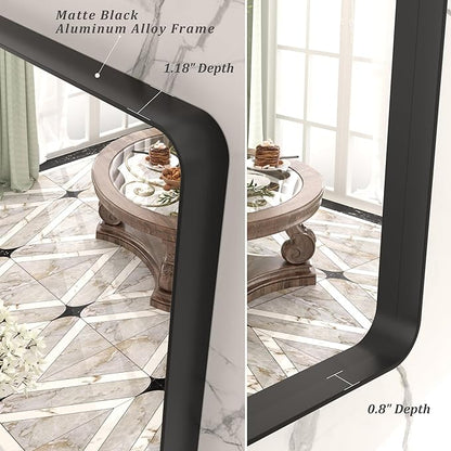 2 Pack of 24x36 Inch Black Metal Framed Bathrrom Mirror, Black Matte Rounded Rectangle Bathroom Vanity Mirror, Anti-Rust, Hangs Horizontally or Vertically