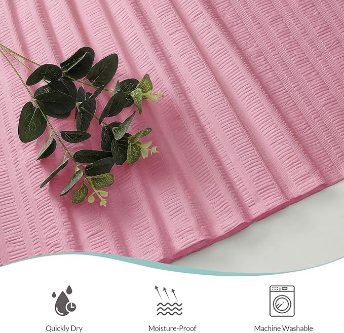 Aiyufeng Moga Bright Pink Shower Curtain 84 Inches Long, 3D Embossed Textured Fabric Shower Curtain for Bathroom - Soft Cloth & Hotel Spa Luxury, Machine Washable, 72X84