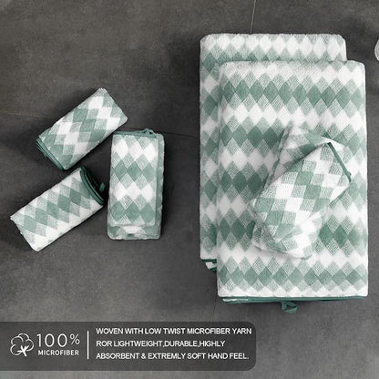 Hand Towels Set 2 Pack-16“x31” Ultra Soft Microfibers Bathroom Towel Set Highly Absorbent Quick Dry Luxury Premium Towel Lightweight Cozy Durable Hand Towel Collection Hotel Spa Gym Kitchen,Green