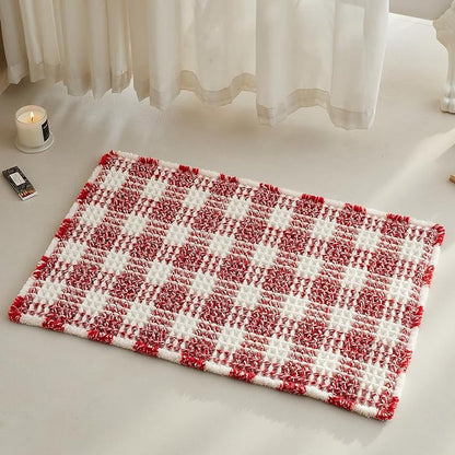 TYUU Christmas Bathroom Rugs, Cute Waffle Bath Mat, 30x20 Red & White | Super Absorbent Quick Dry Bath Rug, Non-Slip Backing, Soft Waffle Washable Farmhouse Bathroom Mats, Tub, Shower & Home Decor