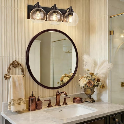 IZORRO Bathroom Light Fixtures, 3-Light Oil Rubbed Bronze Vanity Light, Modern Wall Sconces with Globe Clear Glass Shade, Vanity Lighting Fixtures Over Mirror,E26 Bulb Socket