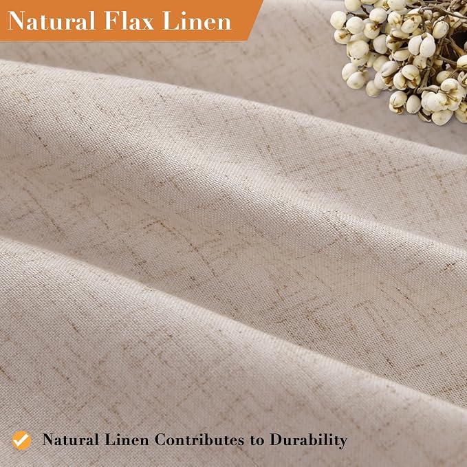 Extra Long Linen Shower Curtain for Bathroom 84 Inch Cream Beige | Weighted Tall XL Bath Curtain with Hooks, Water Repellent, Neutral Boho Farmhouse, Simple Luxury Shower Decor, 1 Panel, 72x84