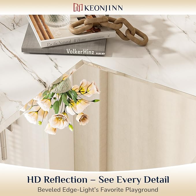 Keonjinn 30 x 36 Inch Frameless Bathroom Mirror with Beveled Edge | Rectangle Mirrors for Bathroom Sink, Shatterproof Wall Mirror, Modern Decorative for Entryway, Bedroom, Horizontal/Vertical