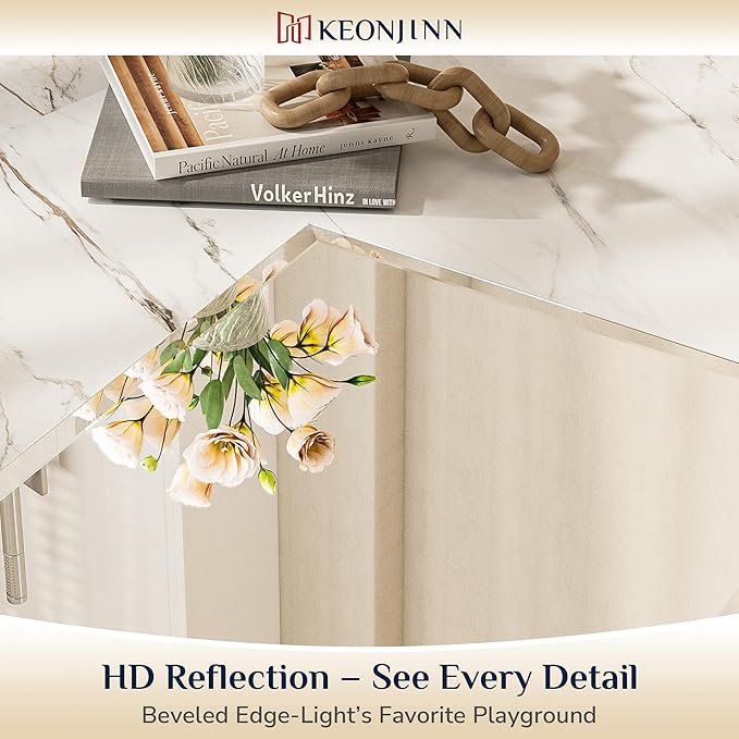 Keonjinn Beveled Bathroom Mirror 72“ x 36”, Large Bathroom Mirrors for Over Sink, Shatterproof Wall Mirror, Modern Decorative for Living Room, Entryway, Bedroom, Horizontal/Vertical