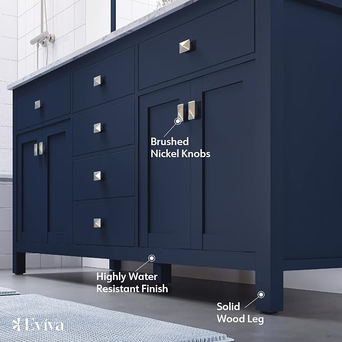 Artemis 60 in. Blue Double Sink Bath Vanity with Engineered Top and Undermount Porcelain Sinks