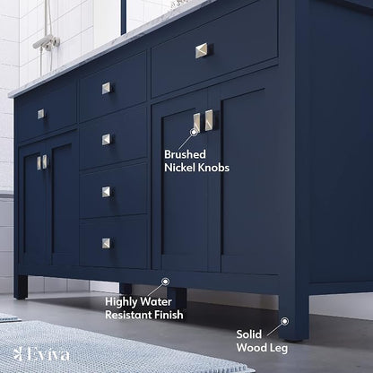 Artemis 60 in. Blue Double Sink Bath Vanity with Engineered Top and Undermount Porcelain Sinks