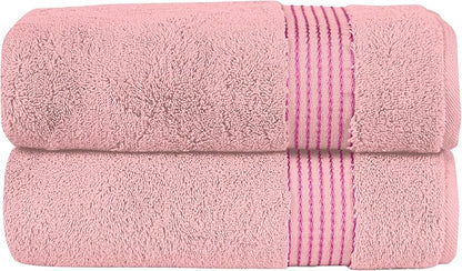 Elegant Comfort Premium Turkish Cotton 2 Pack Bath Towel Set - 27 x 54 inch, Luxurious Hotel Spa Quality 100% Turkish Cotton 2PC Bath Towel Set - Highly Absorbent - Soft Bathroom Towels, Dusty Rose