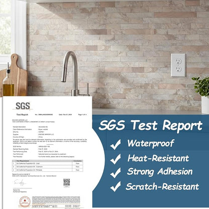 Yipscazo 2026 New Upgrade 11.34" X 11.57" Peel and Stick Backsplash, Stick on Backsplash Tiles for Kitchen, Bathroom, Fireplace (10 Sheets, Beige Rocks + Rose Gold)