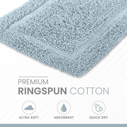 Martex Ringspun Bath Rug, 20" x 30", Soft Blue | 100% Cotton, Super Soft, Super Absorbent, Non-Slip, Quick Drying