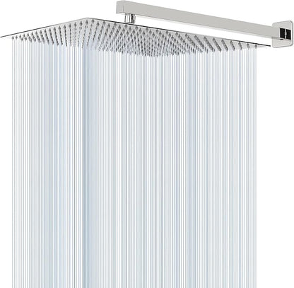 Shower Head with Extension Arm, High Pressure Square with ShowerArm, Stainless Steel Rainfall-Waterfall Full Body Coverage (16'' Shower with 20'' Arm, Chrome)