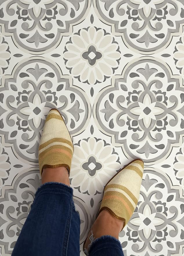 FloorPops Gray Massimo Peel & Stick Floor Tiles, FP3988