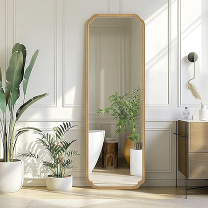 WallBeyond Full Length Mirror Wall Mounted 71"x24", Rustic Wooden Frame Floor Mirror, Large Full Body Mirror for Bedroom, Leaning or Hanging Against Wall (Natural Solid Wood)