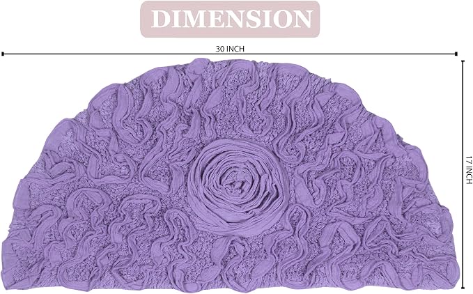 Home Weavers Bell Flower Collection 100% Cotton Tufted Bath Rugs, Extra Soft and Absorbent Bath Rugs, Non-Slip Bath Mats, Machine Washable, Bath Mats for Bathroom Floor, 17"x30" Slice Rug, Purple