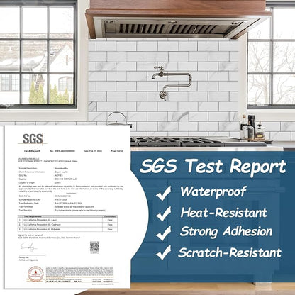 Yipscazo Peel and Stick backsplash 3 x 6 Inches 3D PVC Composite Wall Tile Stick on Backsplash Tile for Kitchen Bathroom, Laundry Room, Fireplace(Skin Marble White Gray, 160 Pieces)