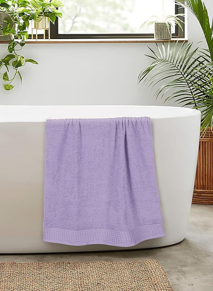 GLAMBURG 100% Cotton 2 Pack Oversized Bath Towel Set 28x55 Inches, Ultra Soft Highly Absorbant Compact Quickdry & Lightweight Large Bath Towels, Ideal for Gym Travel Camp Pool - Purple