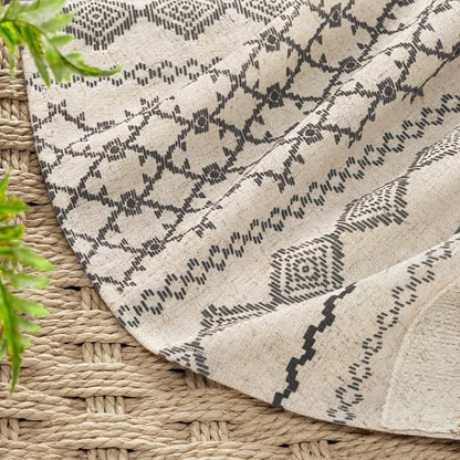 Black Shower Curtain,Boho Linen Shower Curtain for Bathroom with Striped Print,72" W x 72" L