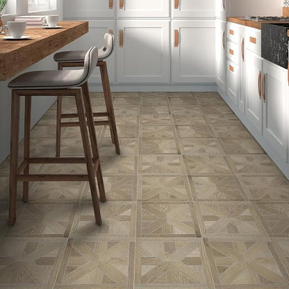 12-Pack Peel and Stick Floor Tile, 12" x 12" Pinwheel SPC Self-Adhesive Luxury Vinyl Flooring, Wood-Look Groutable Backsplash Tile for Kitchen Bathroom, Warm Oak, Covers 12 Sq. Ft.