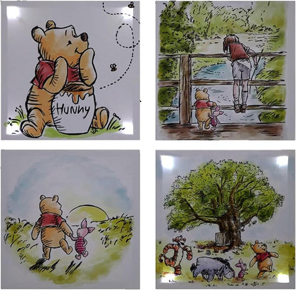 Disney Winnie the Pooh LED Canvas Wall Art,4-Pack Kids Room Decor,Light-Up Wall Hangings, Each 11"x11",Nursery & Bedroom Decoration Set